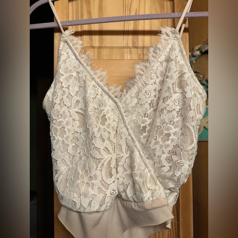 Lace Camisole Bodysuit- Cream